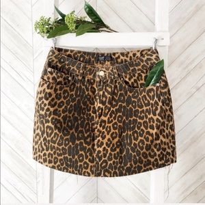 Zara Cheetah Print Denim Skirt
